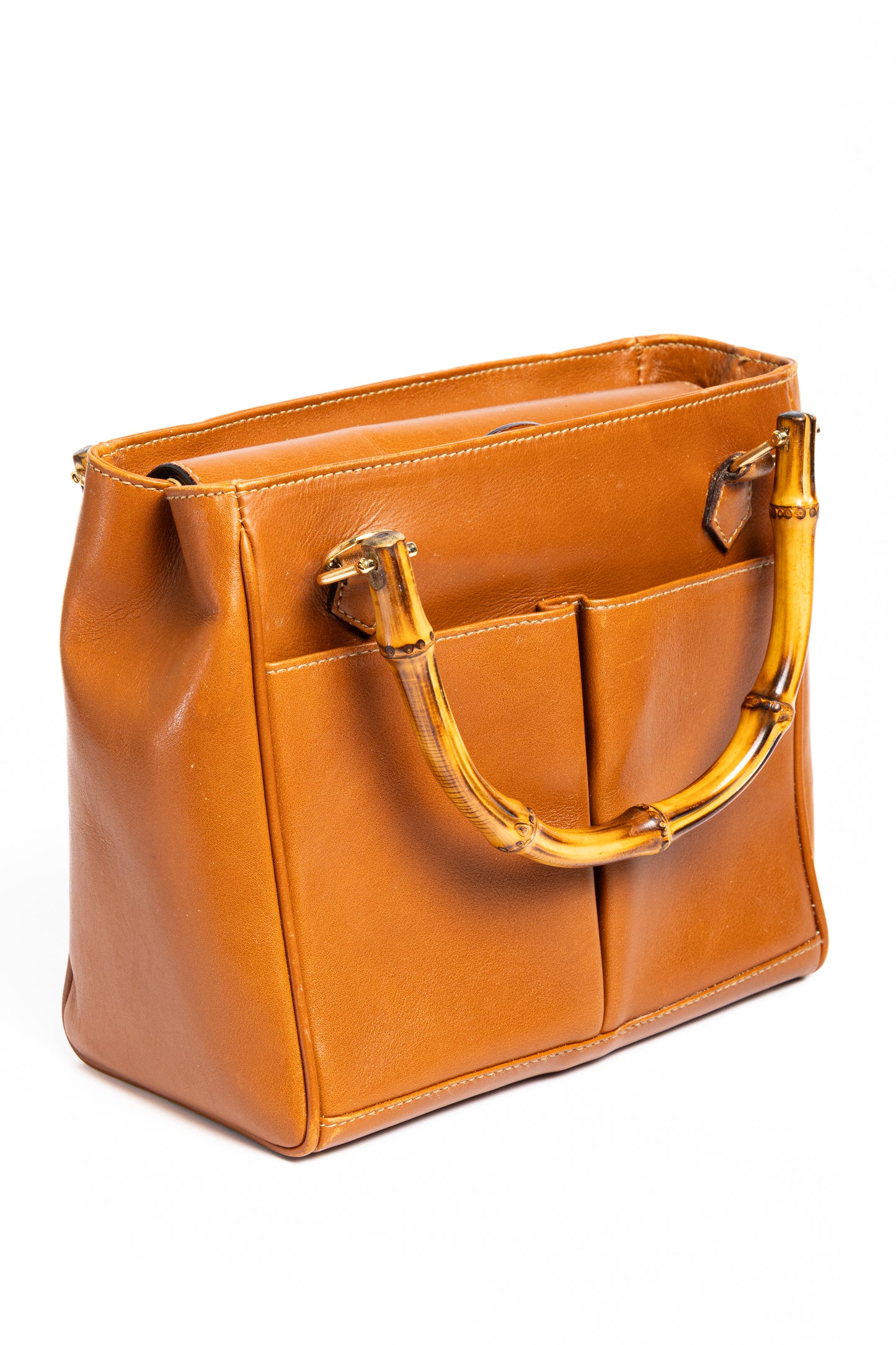 Gucci Bamboo Leather 2-Way Shoulder & Hand Bag – Brown
