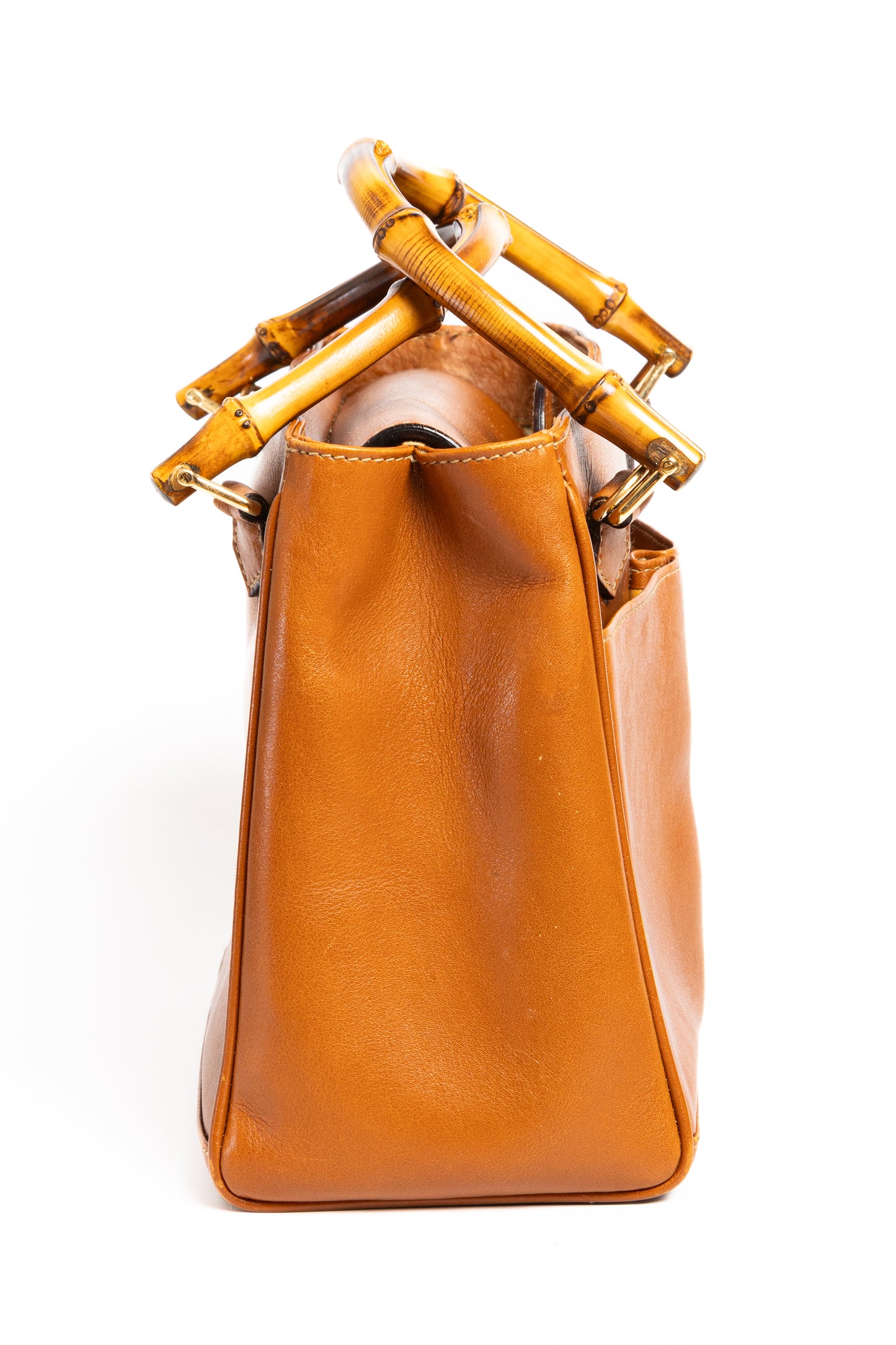 Gucci Bamboo Leather 2-Way Shoulder & Hand Bag – Brown