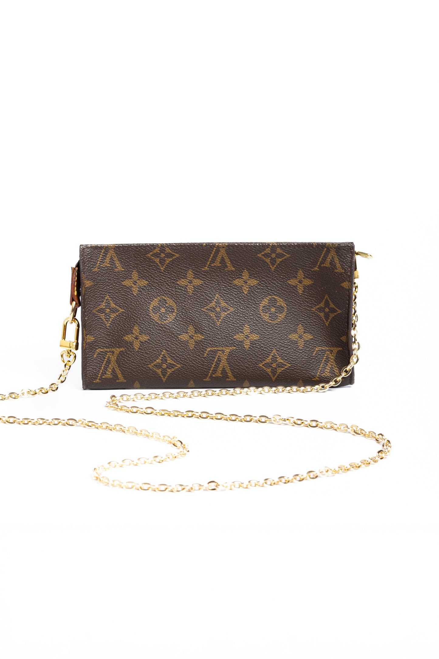 Louis Vuitton Monogram Pochette with Gold & Leather Chain Straps