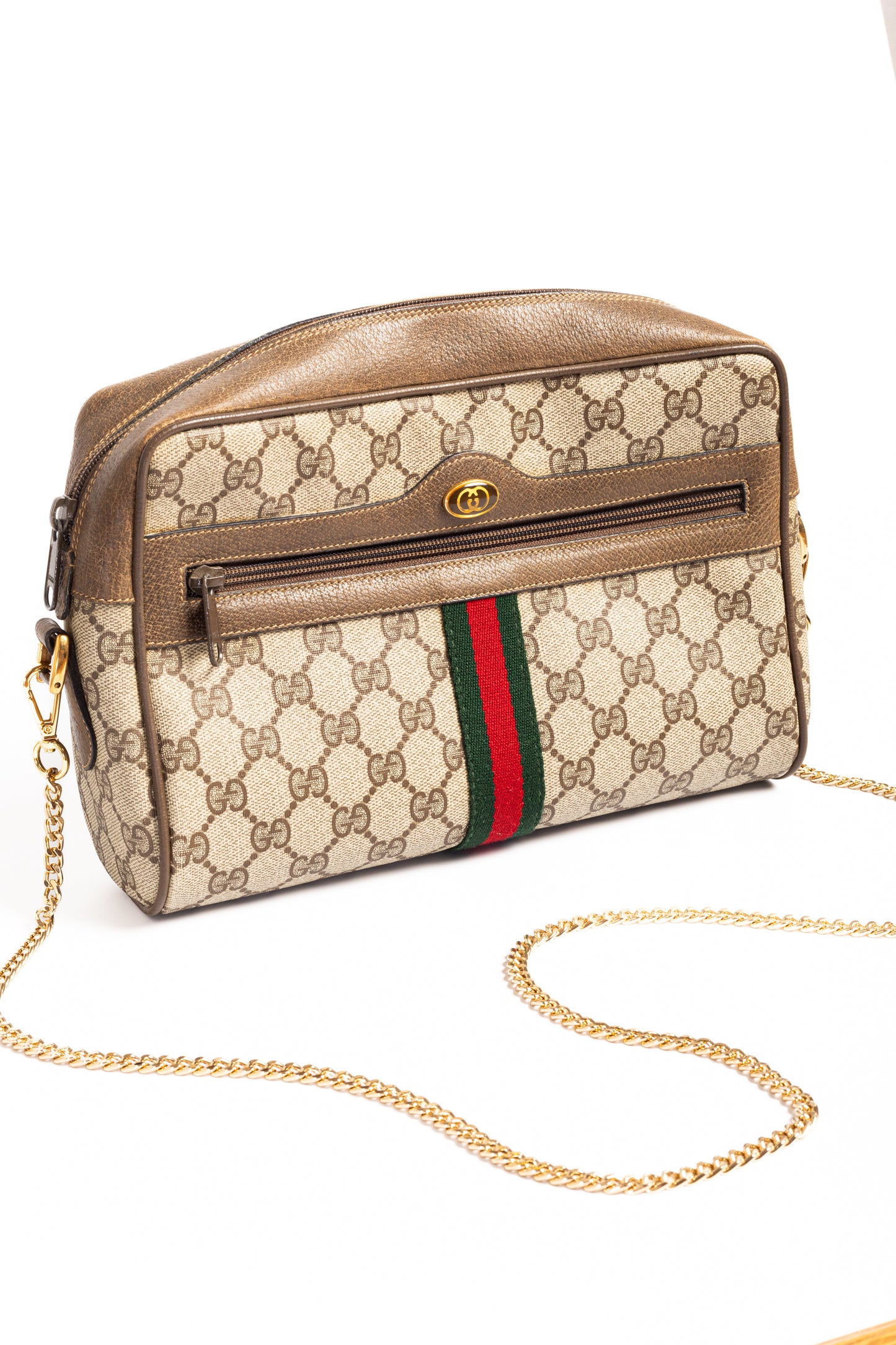 Gucci Web Sherry Line Clutch Bag – Brown GG Canvas