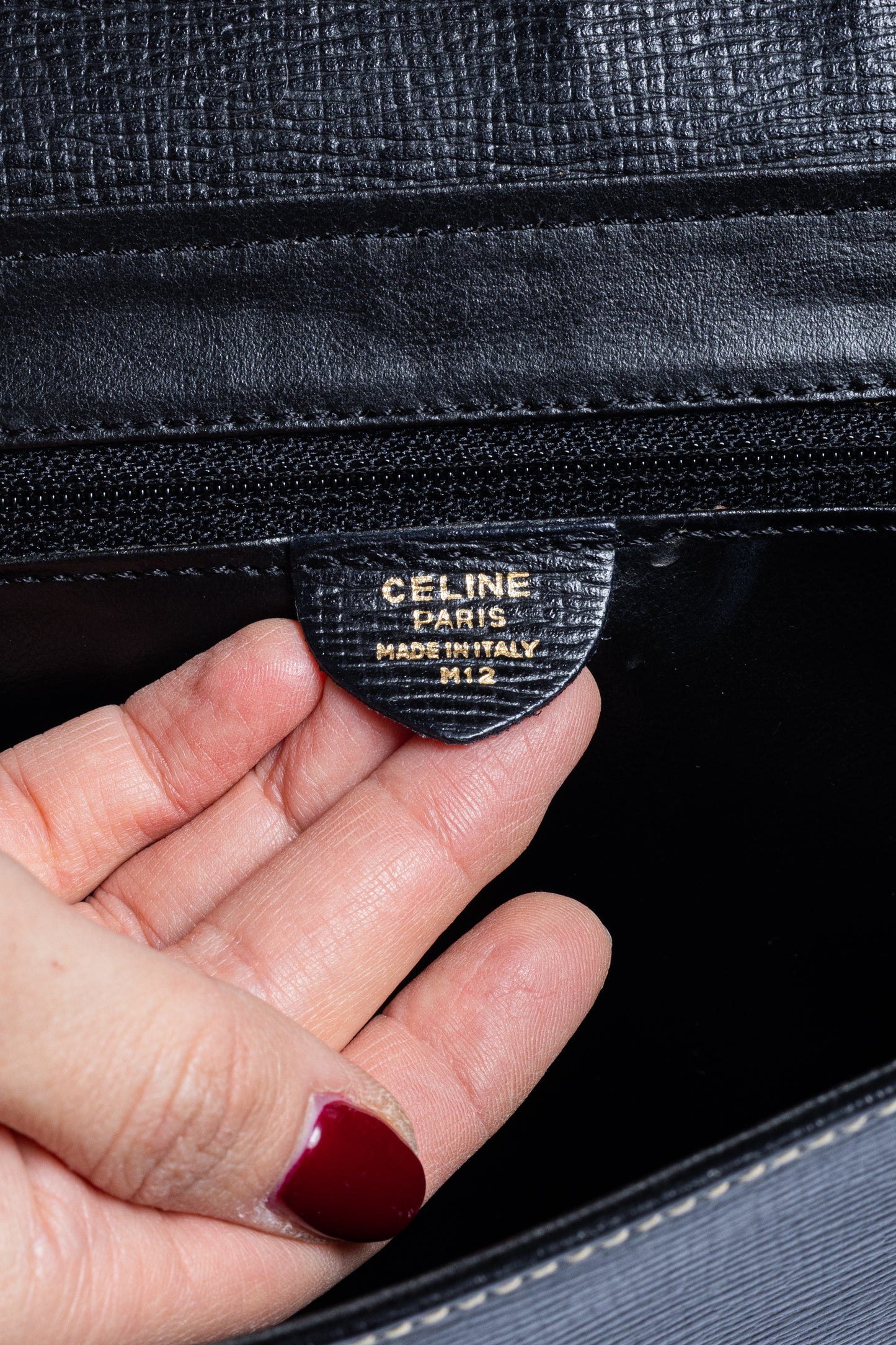 Céline Paris Vintage Circle Clutch & Shoulder Bag – Black Leather