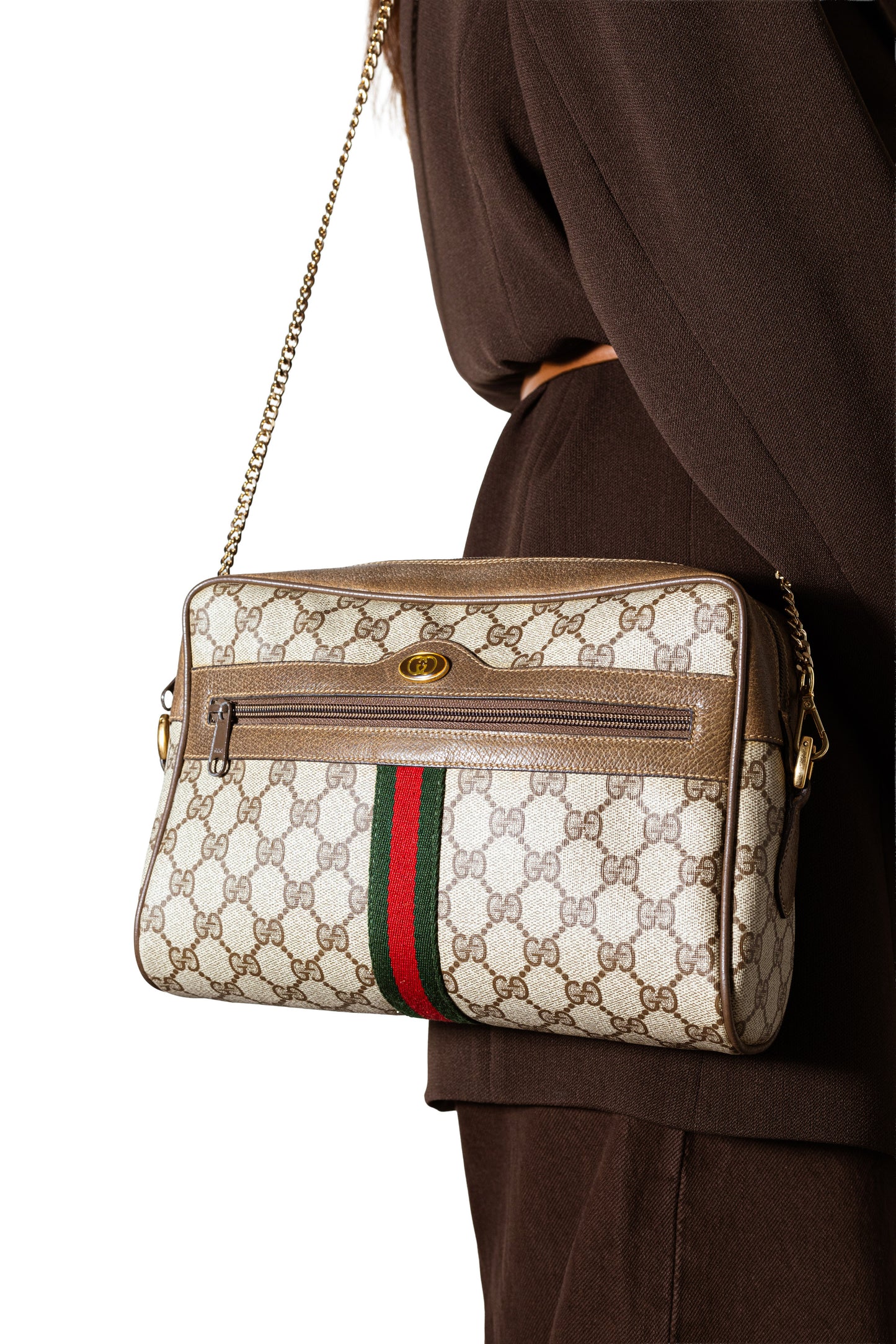 Gucci Web Sherry Line Clutch Bag – Brown GG Canvas