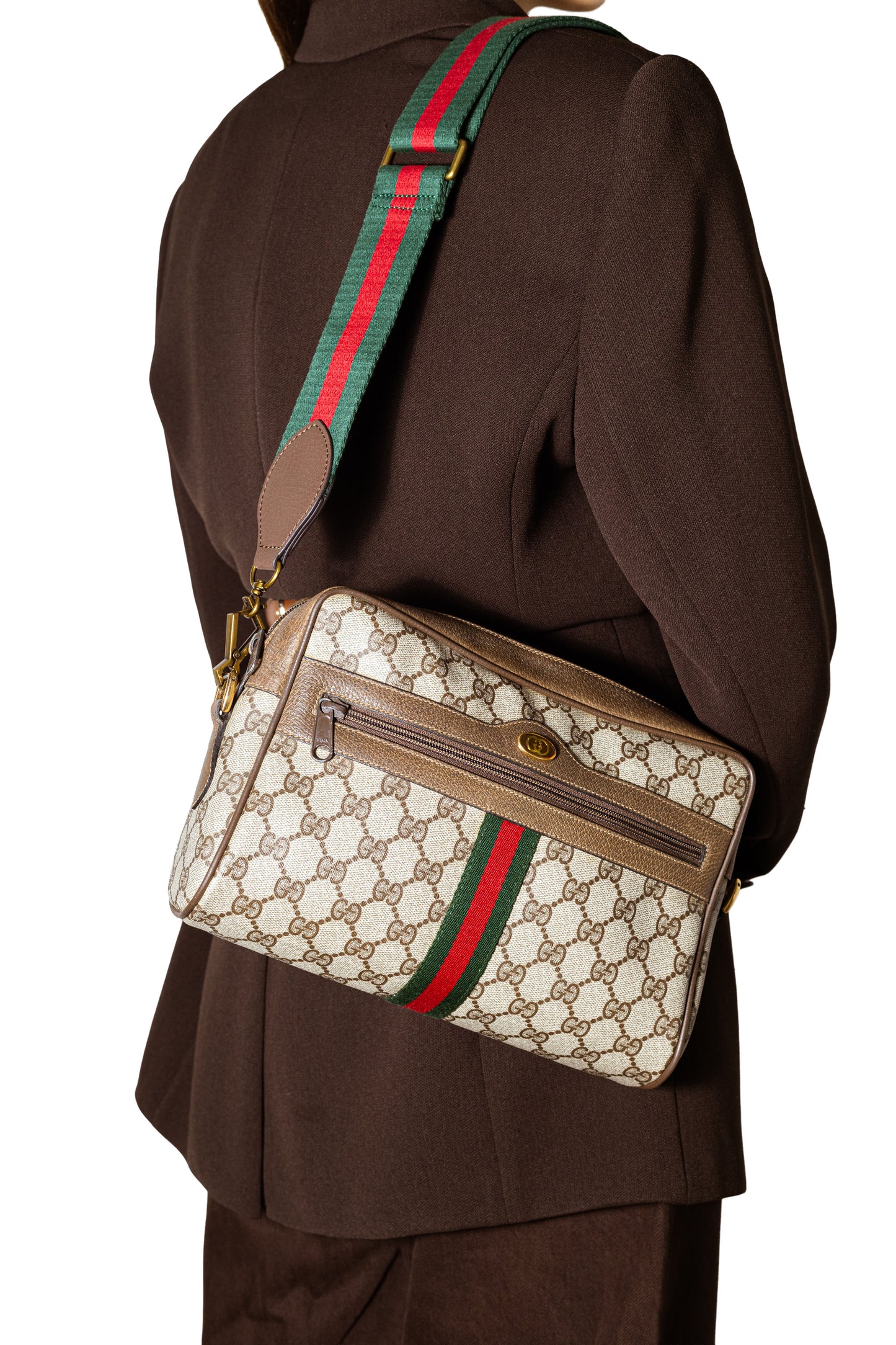 Gucci Web Sherry Line Clutch Bag – Brown GG Canvas