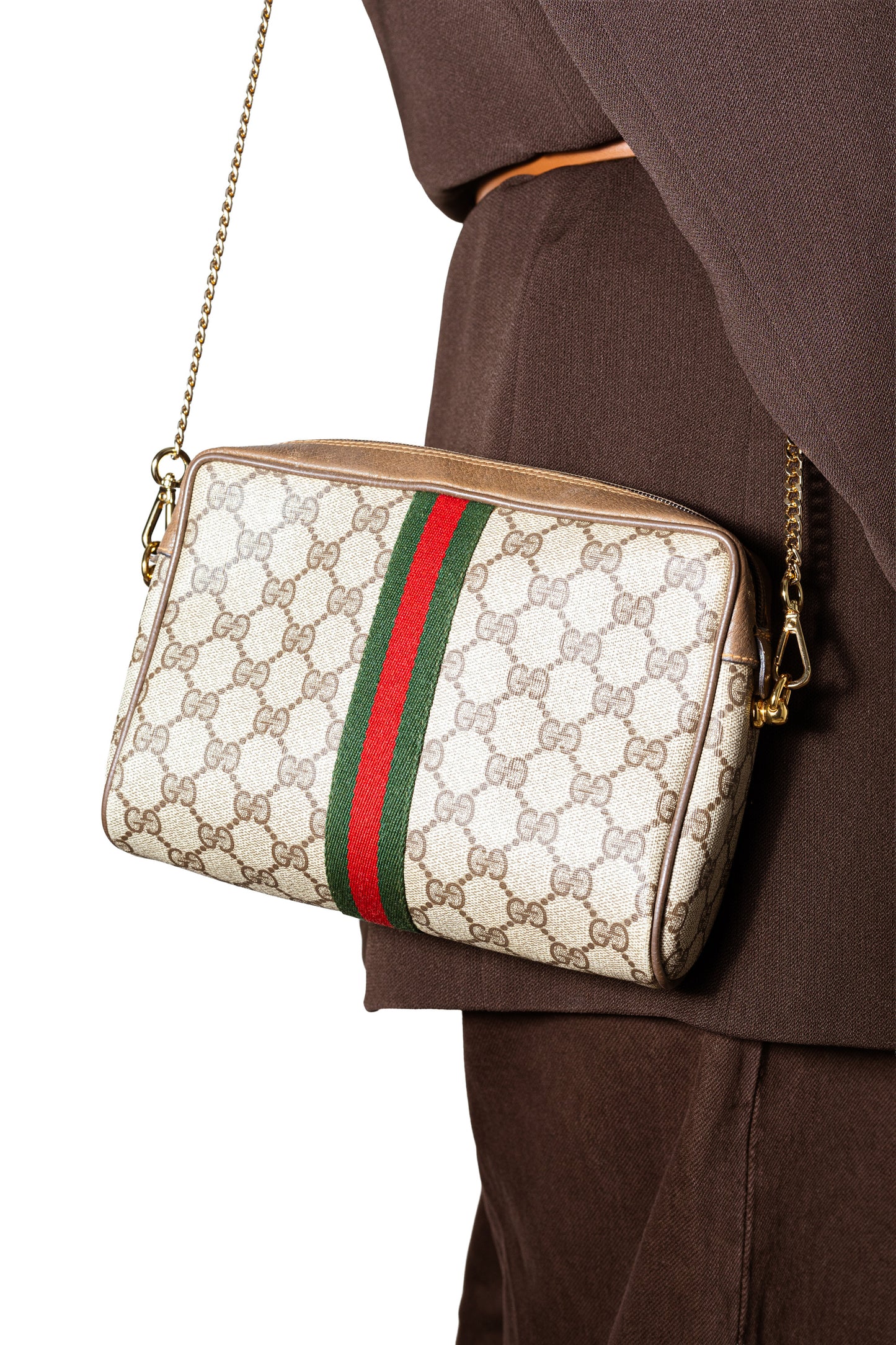 Gucci GG Supreme Web Sherry Line Clutch Bag