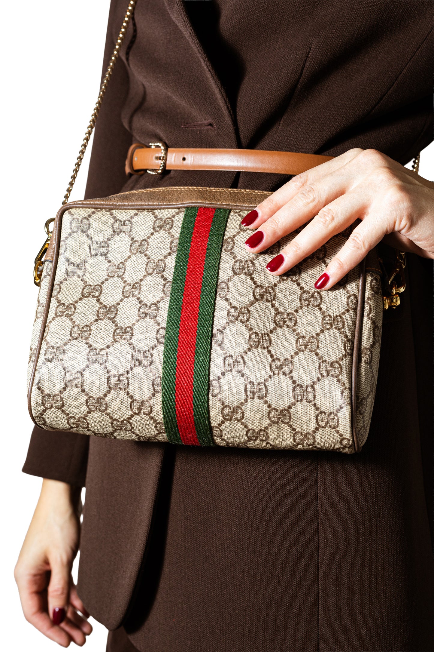 Gucci GG Supreme Web Sherry Line Clutch Bag