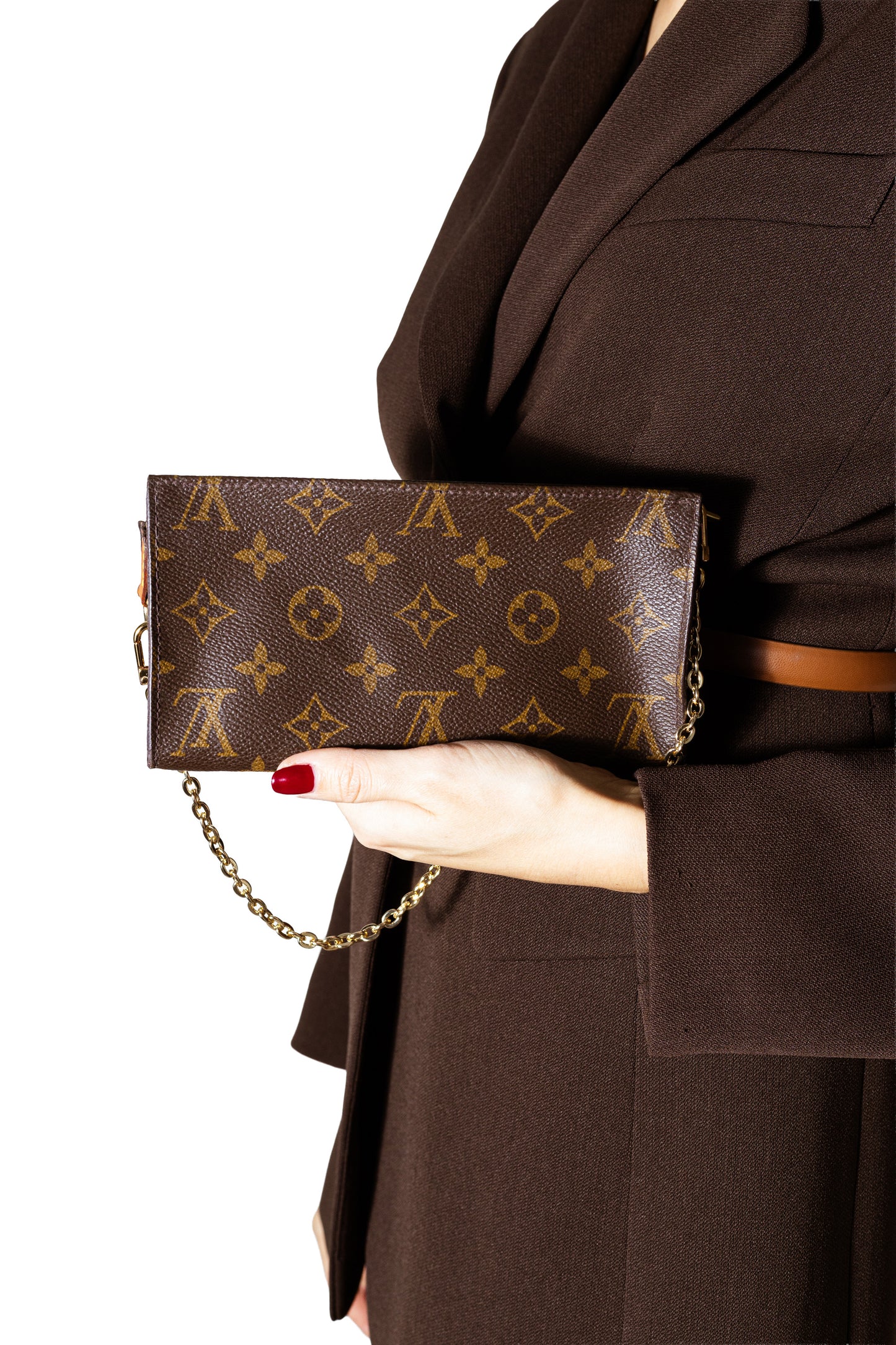 Louis Vuitton Monogram Pochette with Gold & Leather Chain Straps