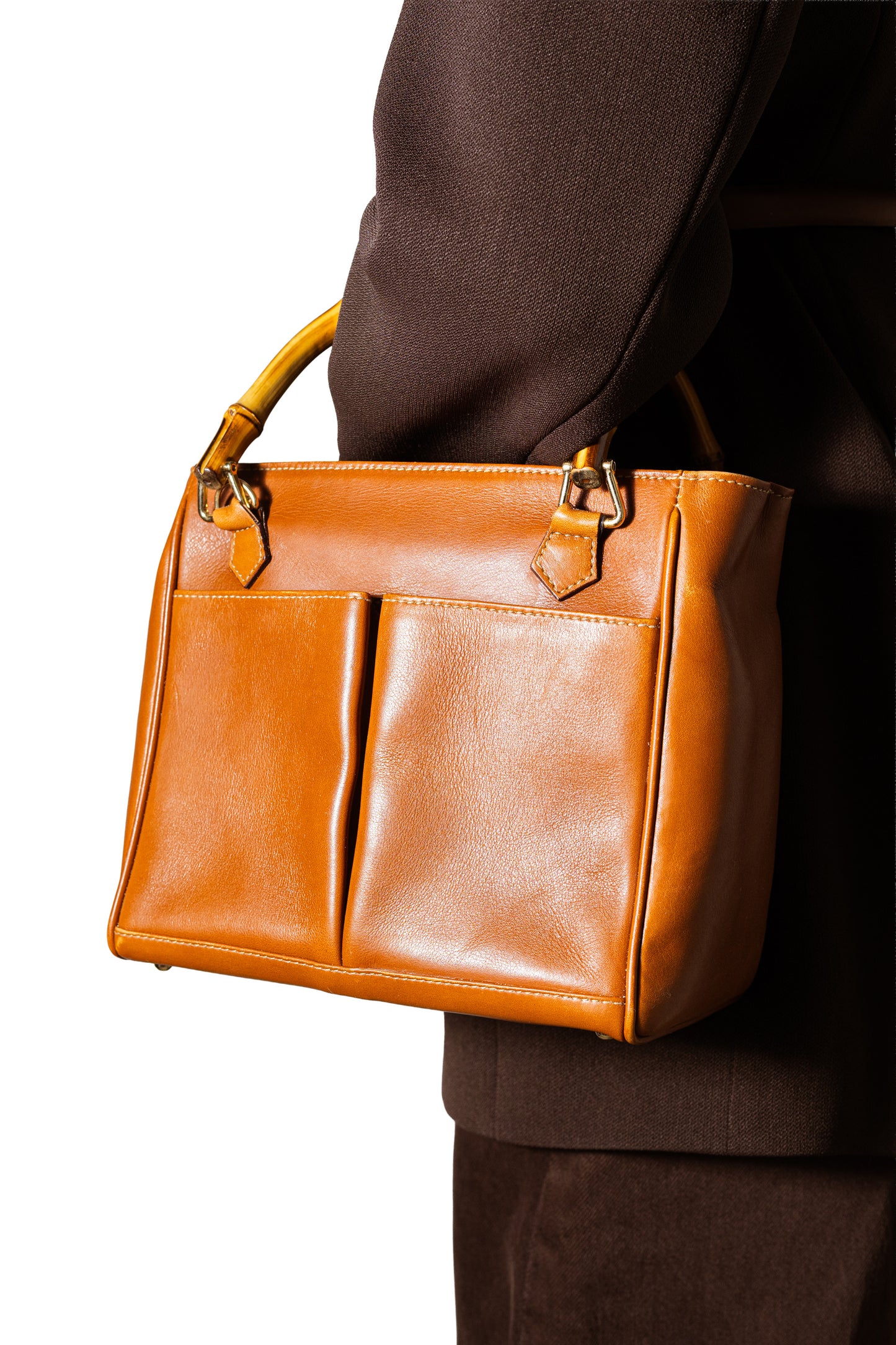 Gucci Bamboo Leather 2-Way Shoulder & Hand Bag – Brown