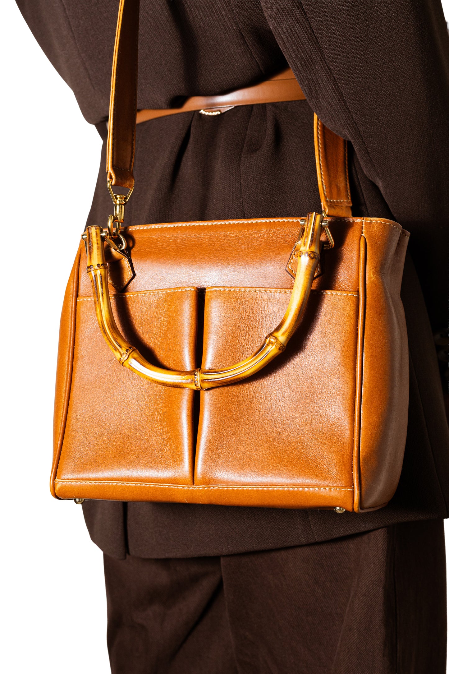 Gucci Bamboo Leather 2-Way Shoulder & Hand Bag – Brown